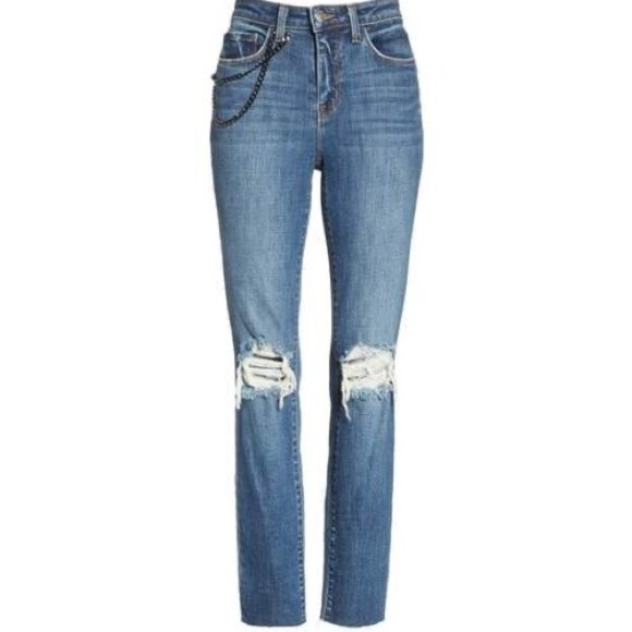 🆕 L’AGENCE “Luna” high rise straight leg distressed jeans Size 28 - Picture 5 of 11